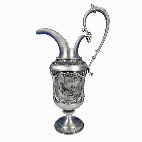 WMF Zinn Pewter Ewer Pitcher Carl Spitzweg Artist Germany 11.5" Very Rare-Mint! - Picture 1 of 11